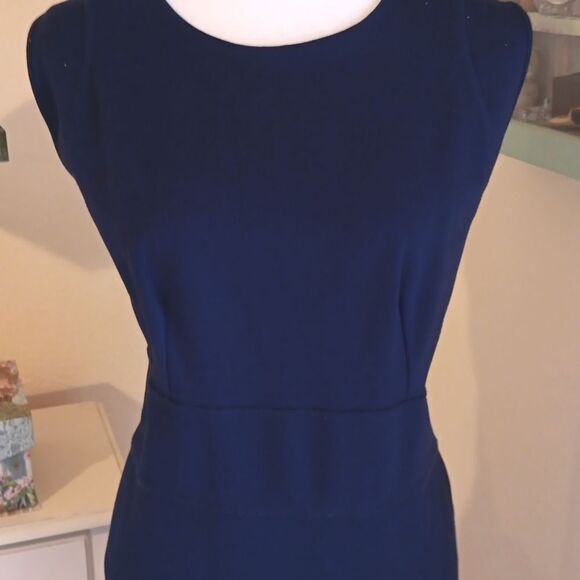 Lemon Tart Plus Navy Blue Ponte Dress. Dark Academia, Classic, Professional - Picture 2 of 9